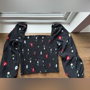 Abercrombie and Fitch  Women’s Black floral Boho  Crop Top size S Y2K